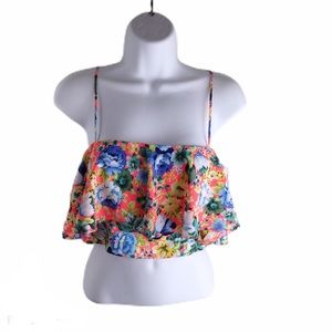 Topshop Floral Spaghetti Strap Crop Top